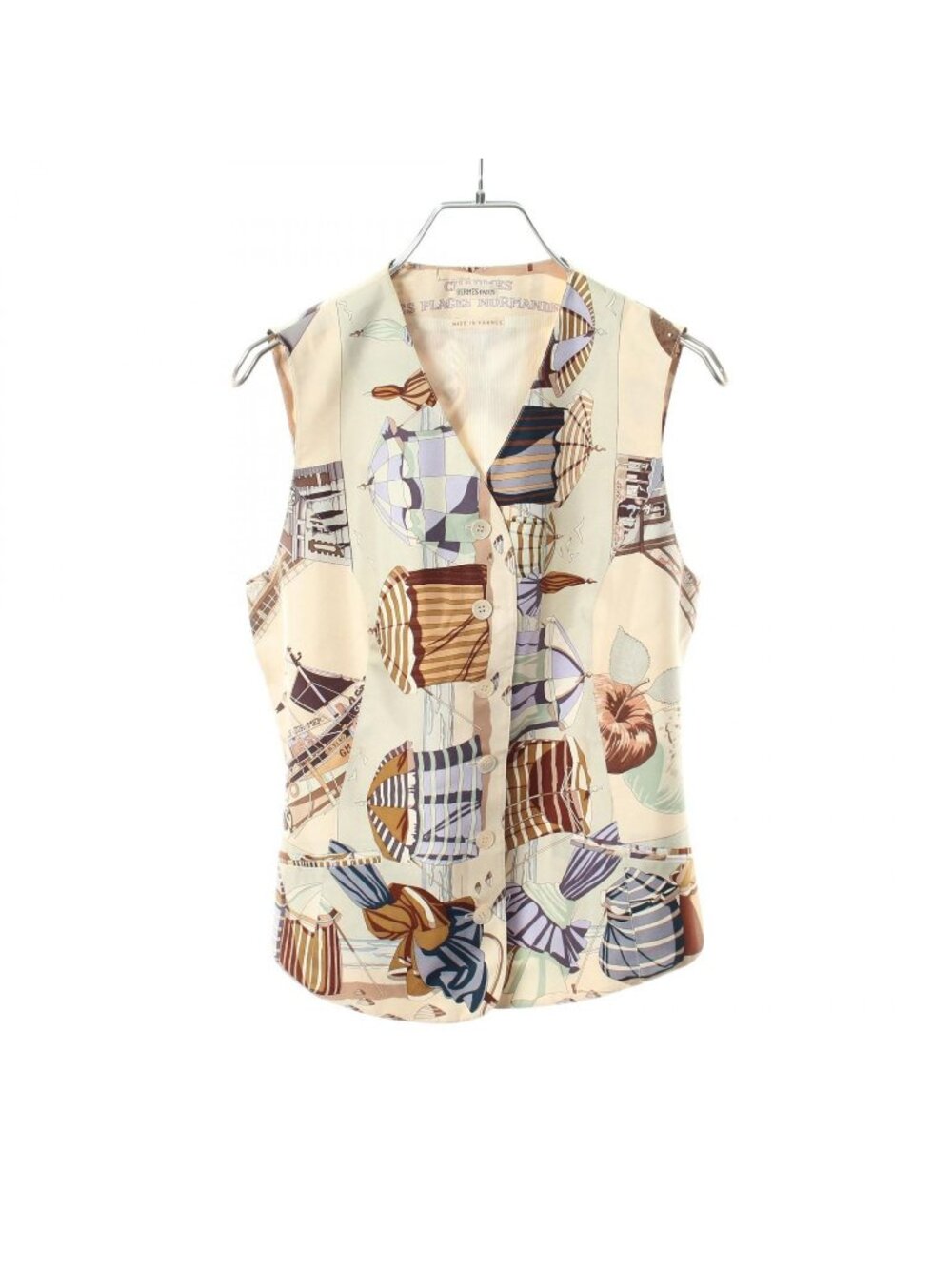 Hermes Vest Charmes Des Plages Normandes Gilet Silk Vintage